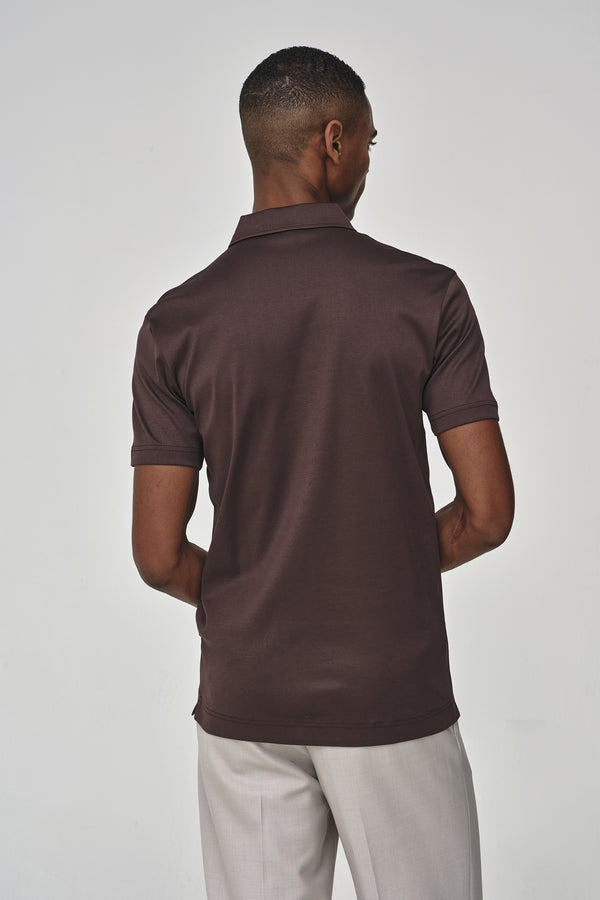 Supima Polo Schiller Collar S/S | Ebony Brown