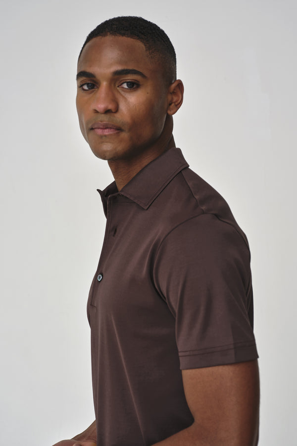 Supima Polo Schiller Collar S/S | Ebony Brown