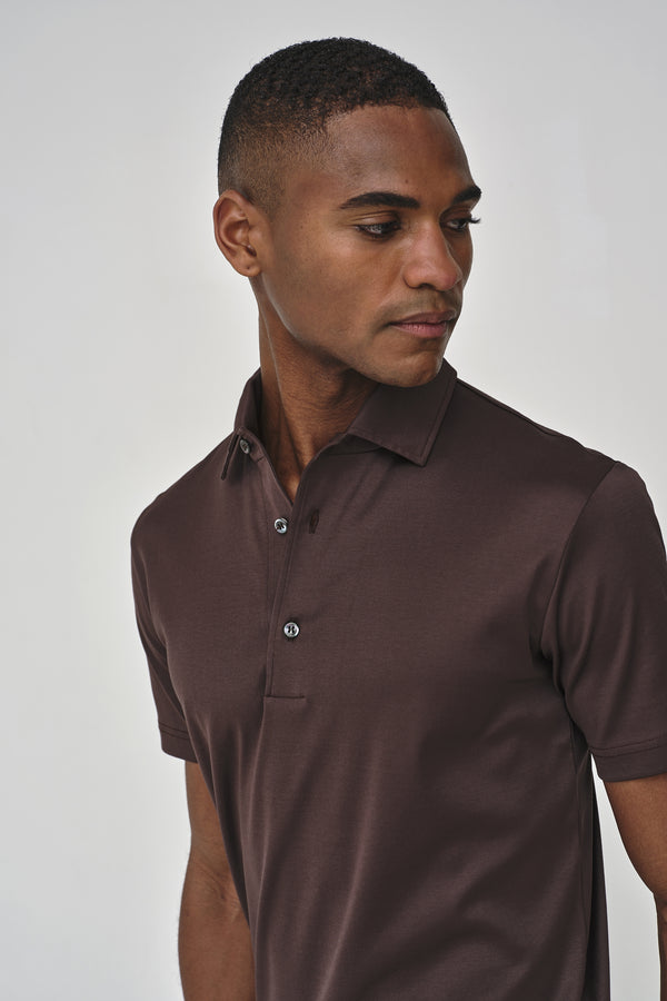 Supima Polo Schiller Collar S/S | Ebony Brown