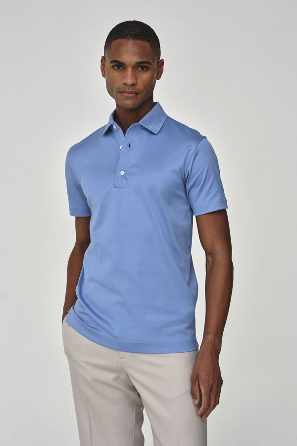 Polo Supima Collo Schiller Maniche Corte | Blu Medio