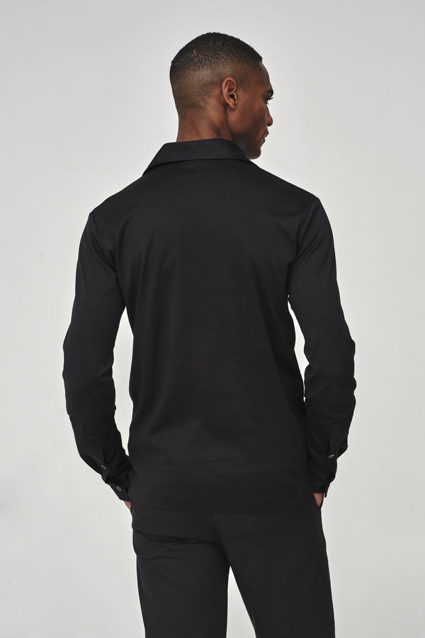 Supima Polo Schiller Collar L/S | Black
