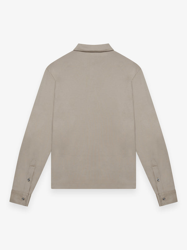 Supima Polo Schiller Collar L/S | Lead Grey