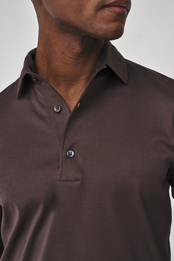 Supima Polo Schiller Collar L/S | Ebony Brown