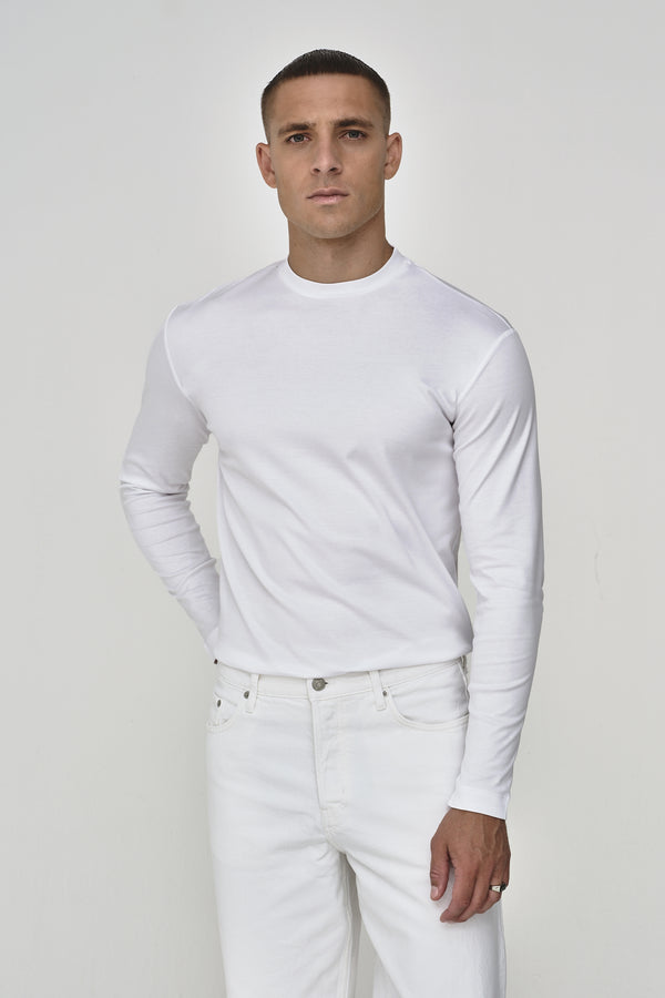 Interlock Supima T-Shirt Manica Lunga | Bianco