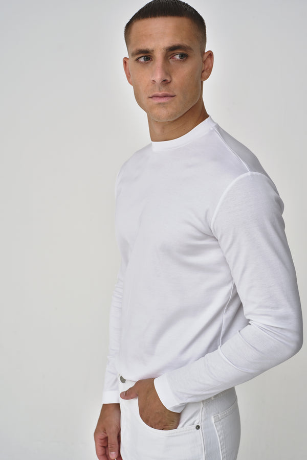 Interlock Supima T-Shirt Manica Lunga | Bianco
