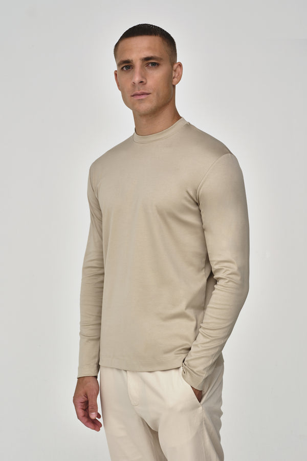Interlock Supima T-Shirt Manica Lunga | Beige