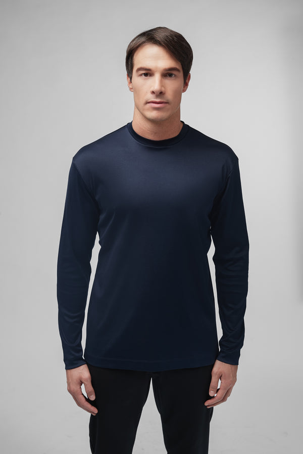 Interlock Supima T-Shirt Manica Lunga | Blu Navy
