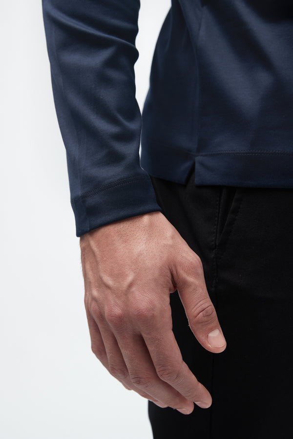 Interlock Supima T-Shirt Manica Lunga | Blu Navy
