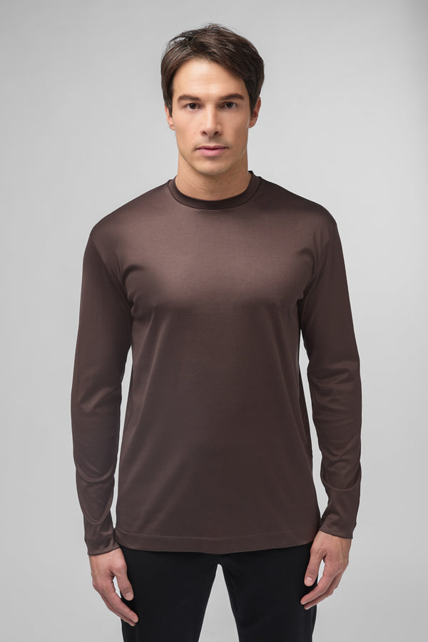 Interlock Supima T-Shirt Lange Ärmel | Ebenholzbraun