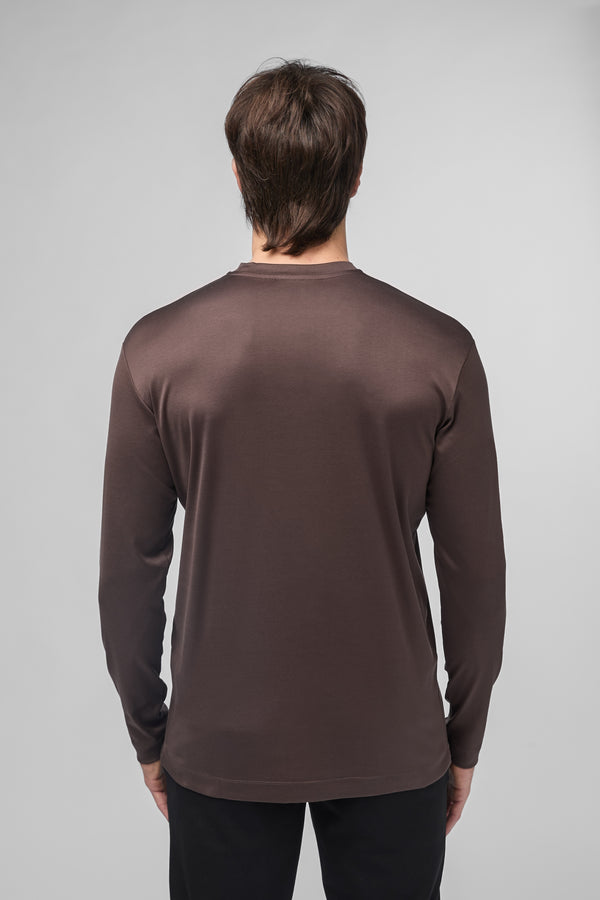 Interlock Supima T-Shirt Lange Ärmel | Ebenholzbraun