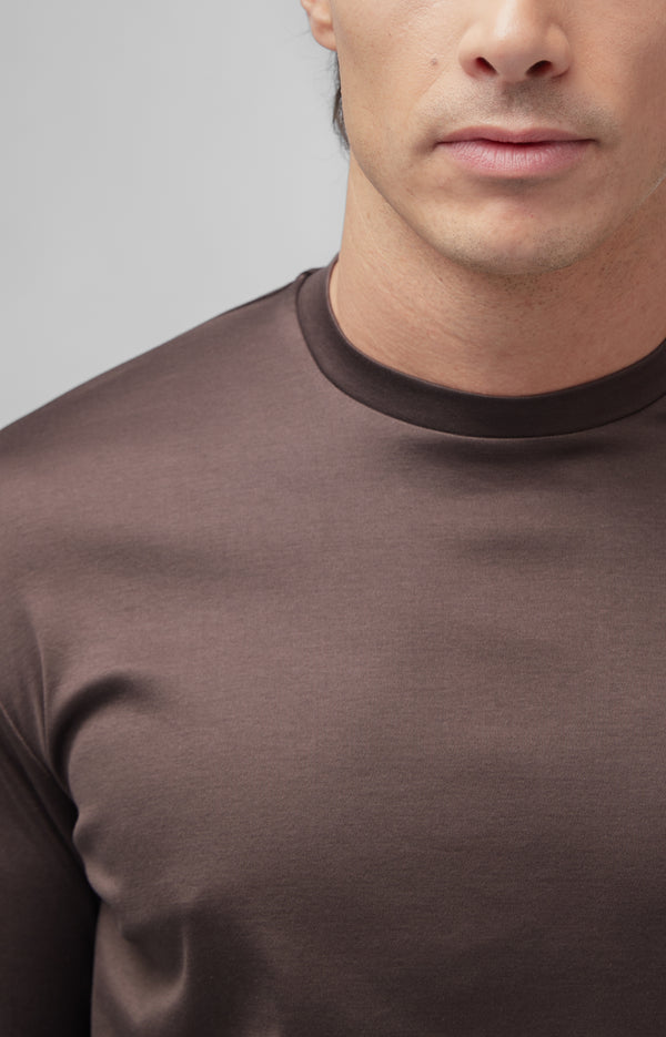 Interlock Supima T-Shirt Lange Ärmel | Ebenholzbraun