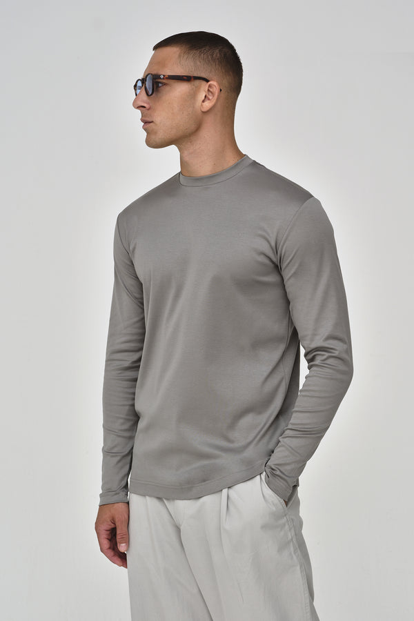 Interlock Supima T-Shirt Lange Mouwen | Grijs