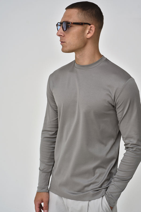 Interlock Supima T-Shirt Lange Mouwen | Grijs