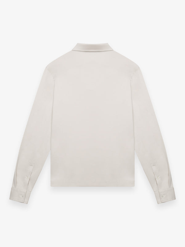 Supima Polo Zip Collar L/S | Pearl Grey