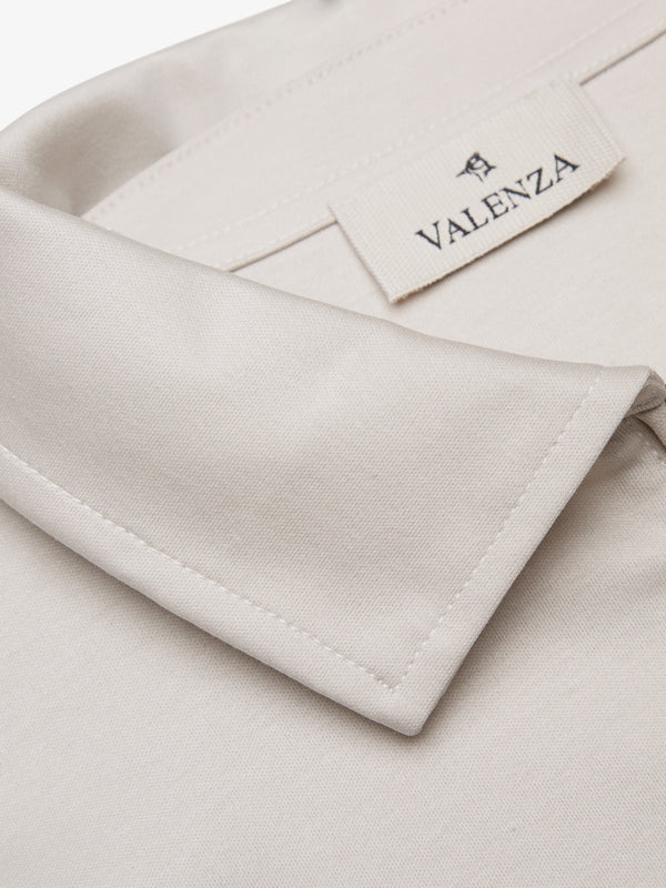 Supima Polo Zip Collar L/S | Pearl Grey