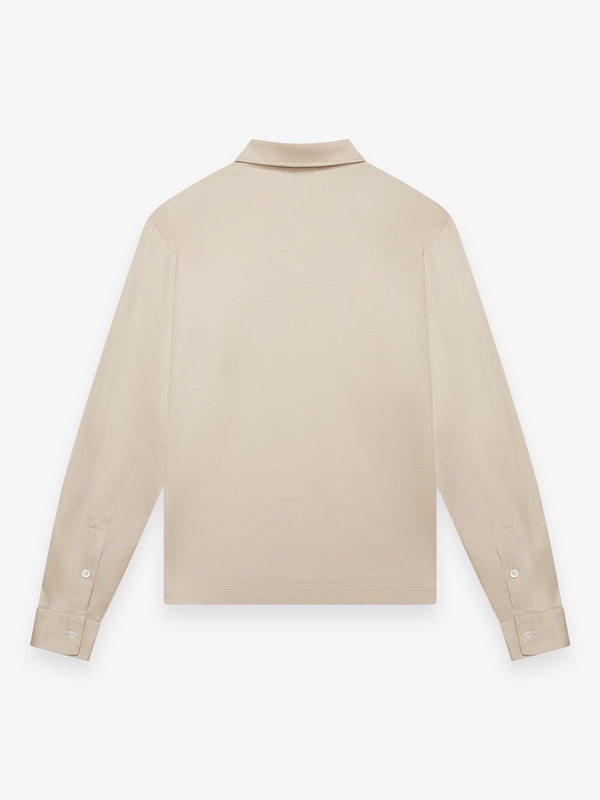 Polo Supima con Zip Maniche Lunghe | Beige