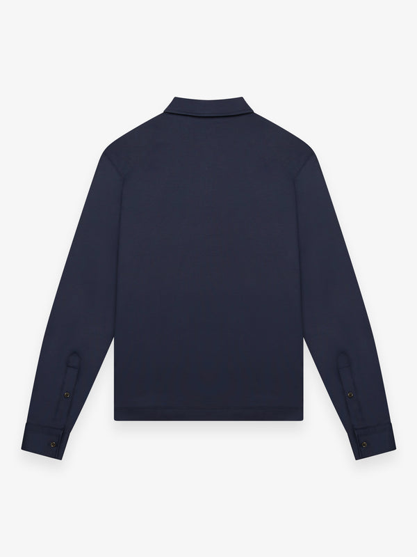 Polo Supima con Zip Maniche Lunghe | Blu Navy