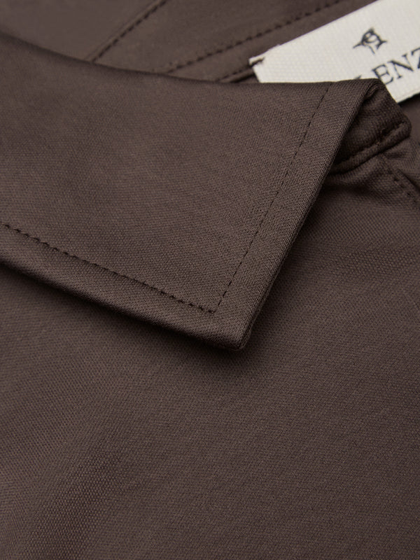 Supima Polo Zip Collar L/S | Ebony Brown