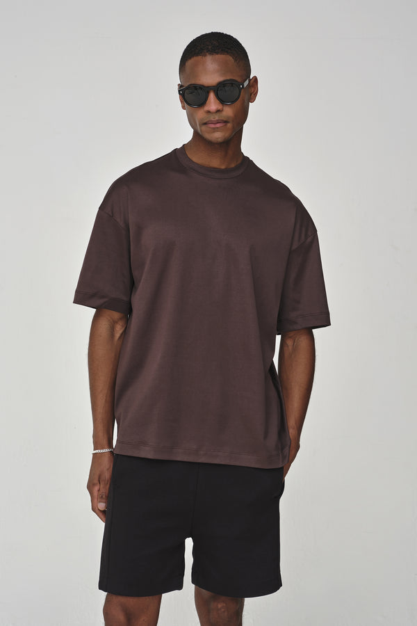 Interlock Supima Oversize T-shirt | Marrone Ebano