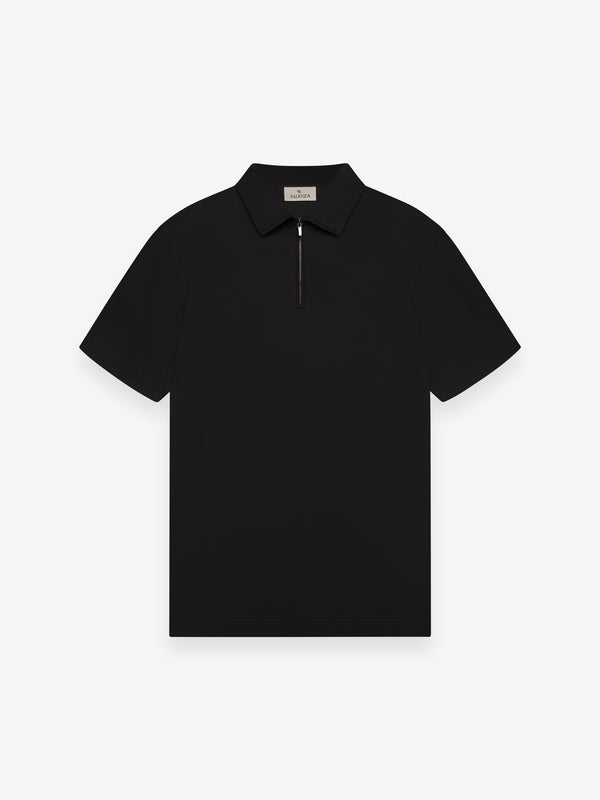 Polo Supima con Zip Maniche Corte | Nero