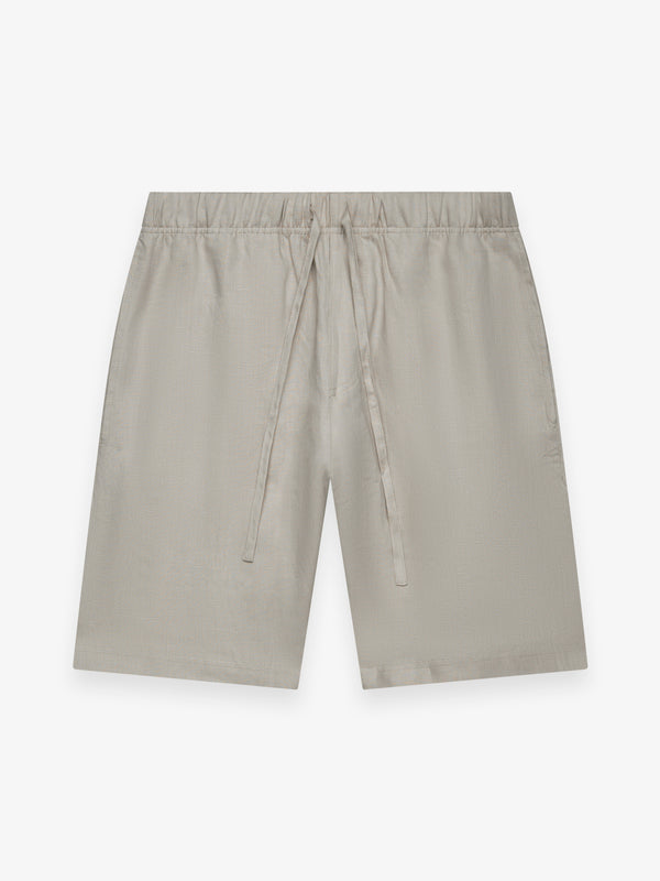 Leinen-Stretch Sportshorts | Hellbeige