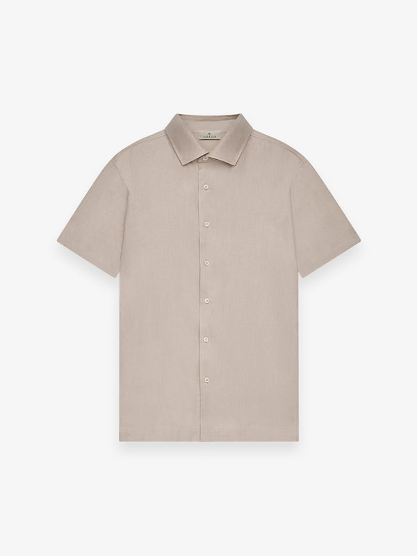 Chemise Stretch en lin Manches Courtes | Beige clair