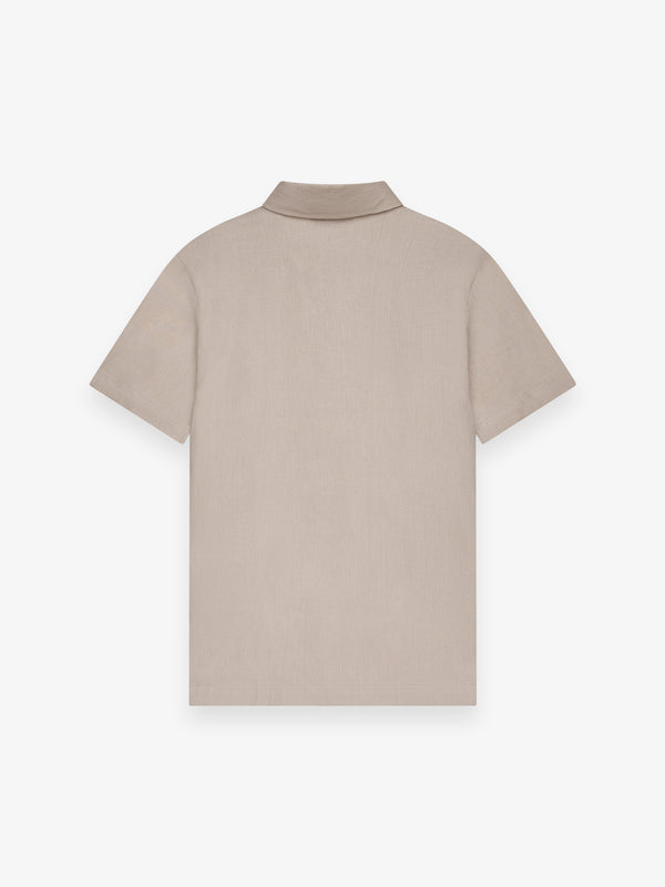 Chemise Stretch en lin Manches Courtes | Beige clair