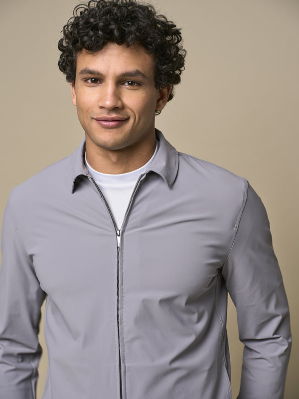 Tech Stretch Overshirt | Midden grijs