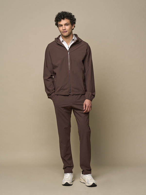 Giacca Tech Stretch con Cappuccio | Marrone Scuro