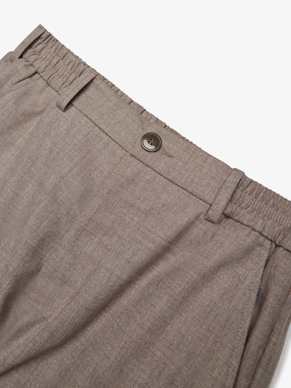 Flannel Stretch Tapered Trousers | Light Beige