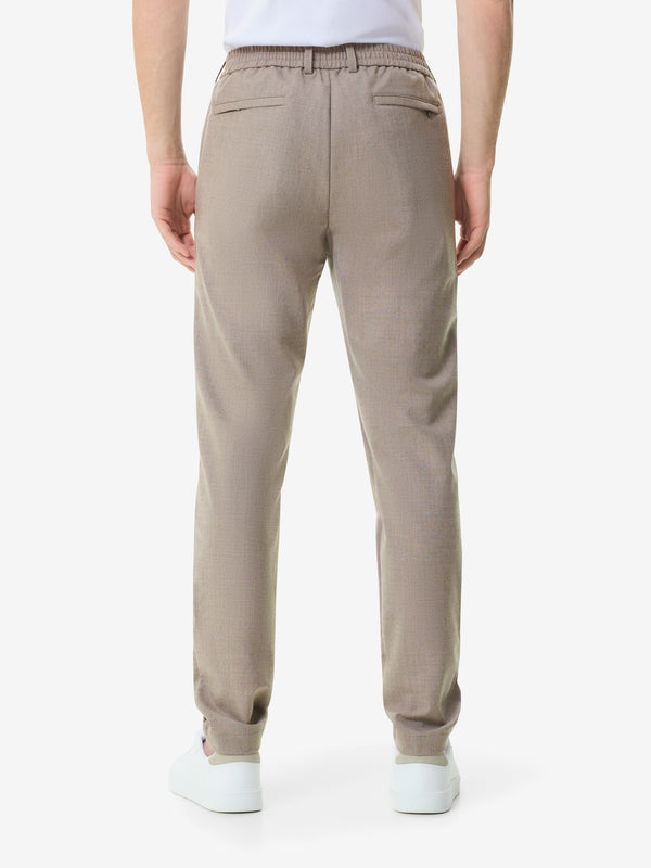Flannel Stretch Tapered Trousers | Light Beige