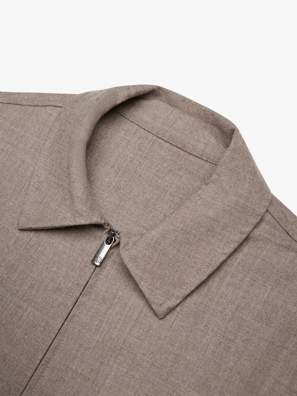 Flannel Stretch Overshirt | Light Beige