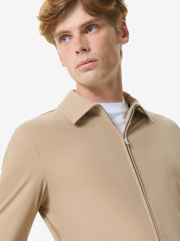 Warm Tech Stretch Overshirt | Beige