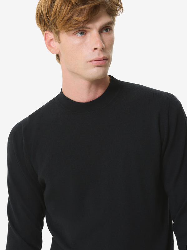 Cashwool Extrafine Merino Crew Neck | Black