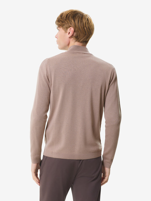 Cashwool Extrafine Merino Quarter Zip | Taupe
