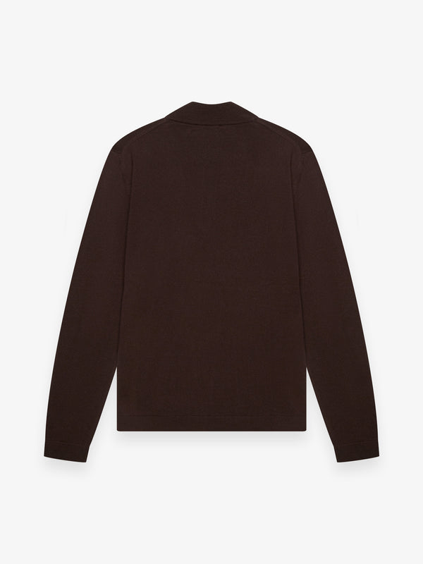 Cashwool Extrafine Merino Quarter Zip | Dark Brown