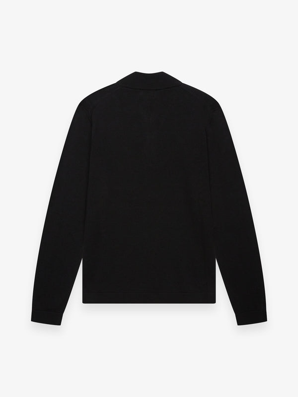 Cashwool Extrafine Merino Quarter Zip | Black