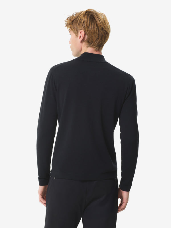 Cashwool Extrafine Merino Quarter Zip | Black