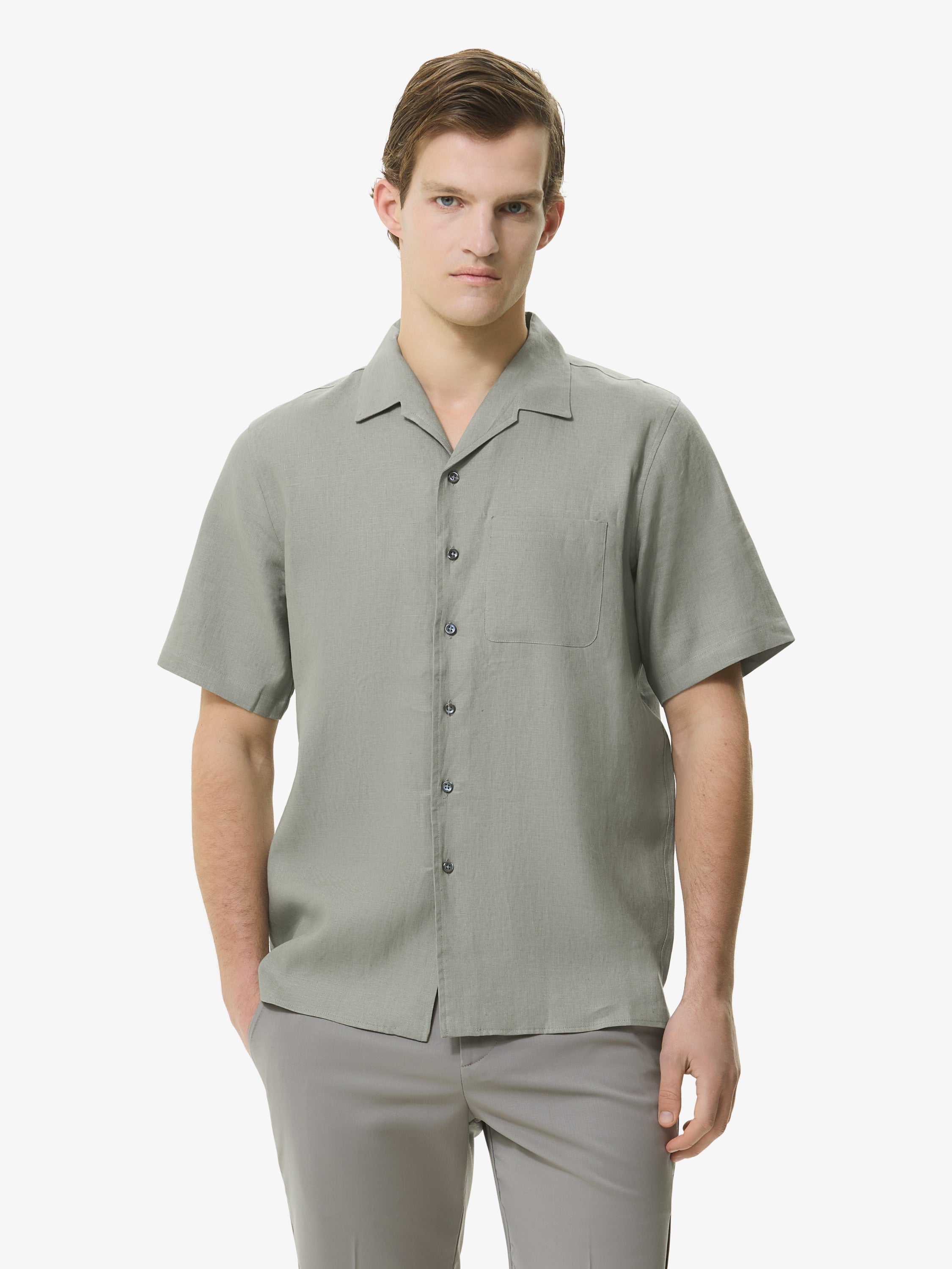 sage green dress shirt Linen Stretch Bowling S/S Black Linen Strapless Bandeau Our signature athletic fit Gifting_C US Size:XL - US 10