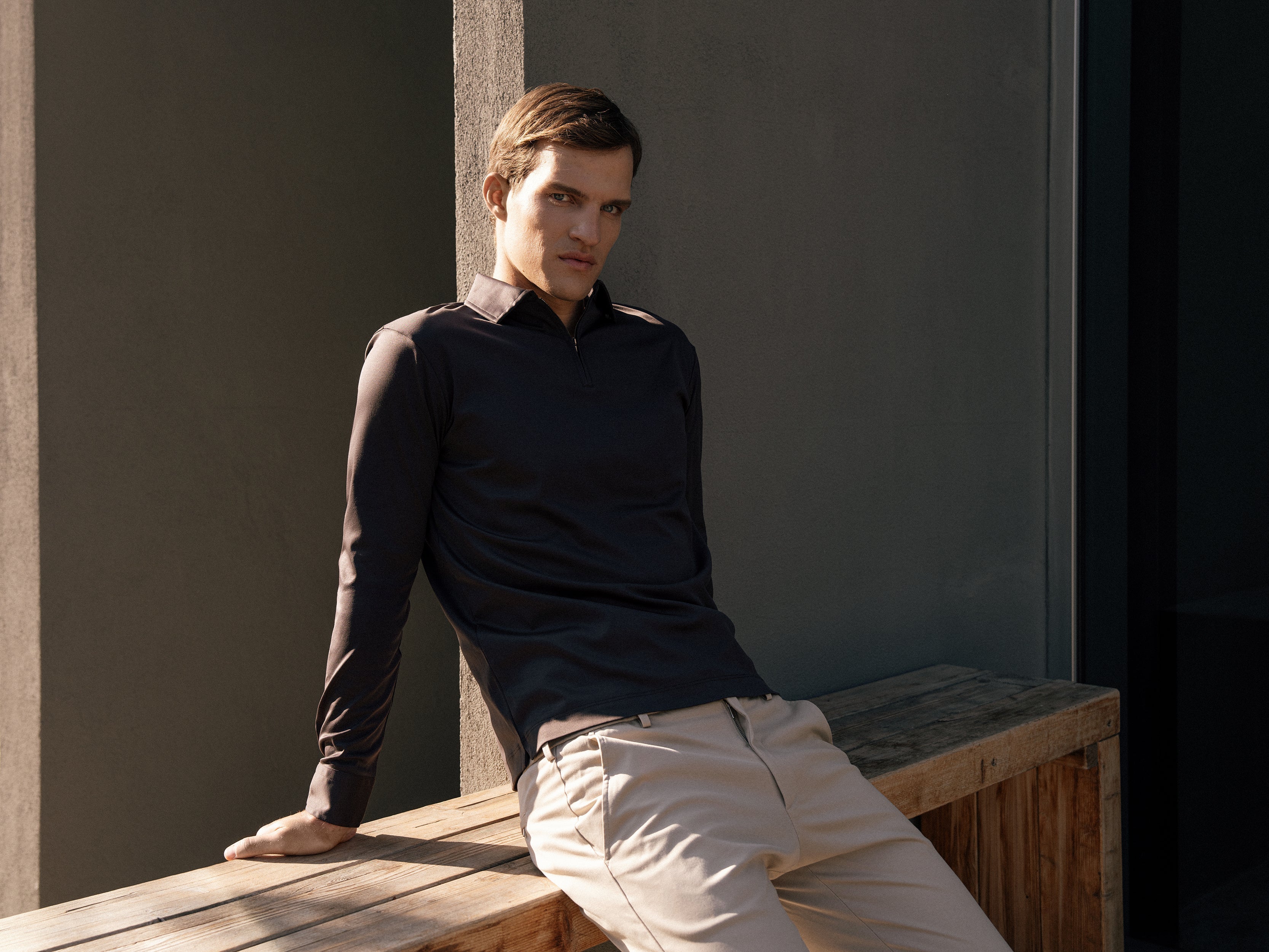 Long Sleeve Zip Polo