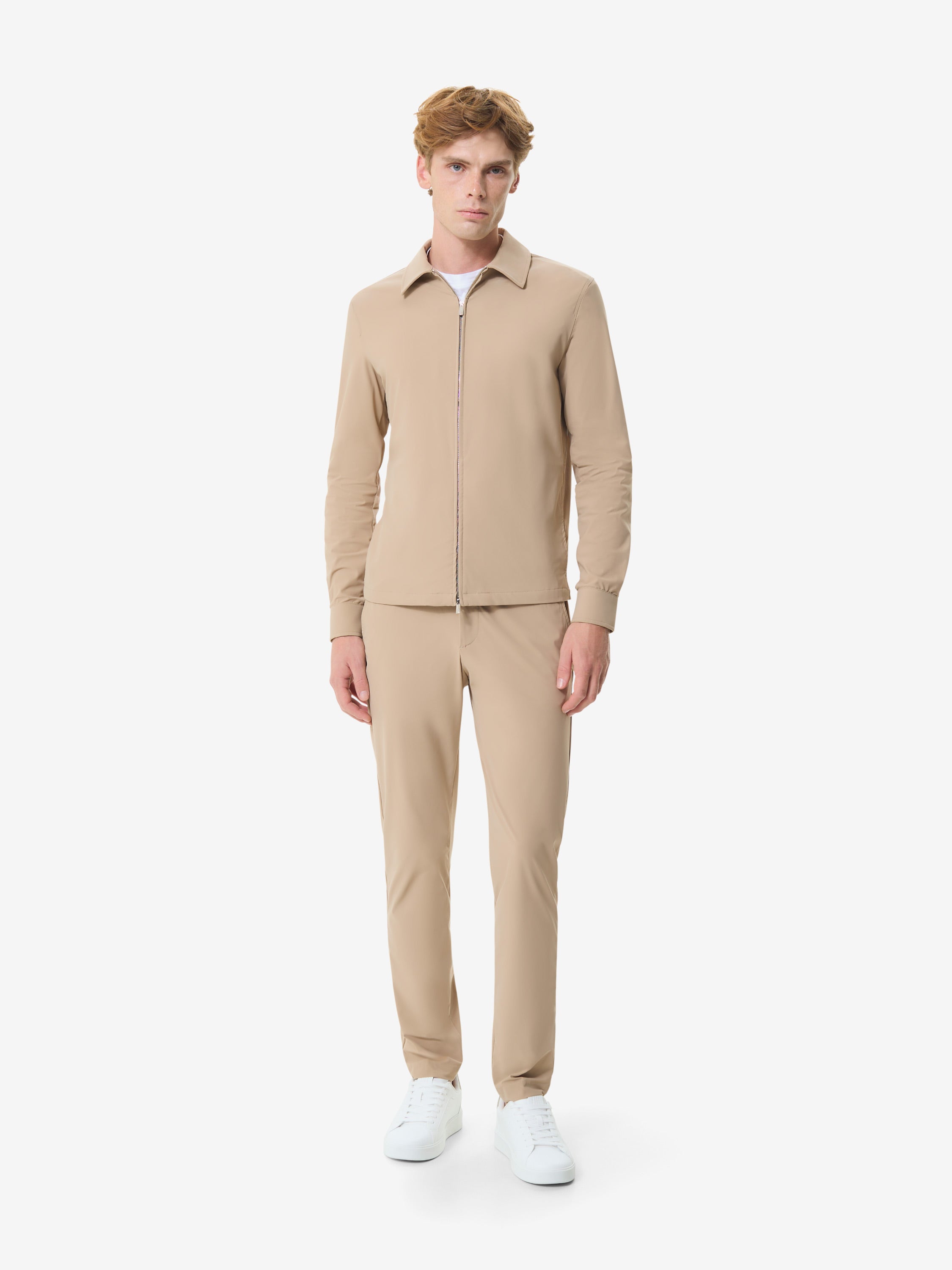 Warm Tech Stretch Overshirt | Beige