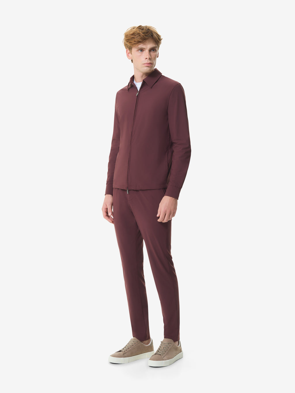 Warm Tech Stretch Tapered Trousers | Dark Sienna