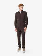 Pantalon fuselé en flanelle stretch | Marron foncé