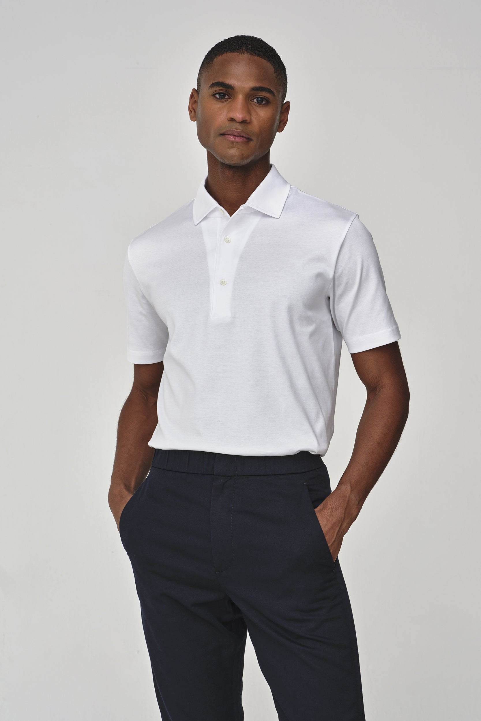 Supima Polo Schiller Collar S/S | White