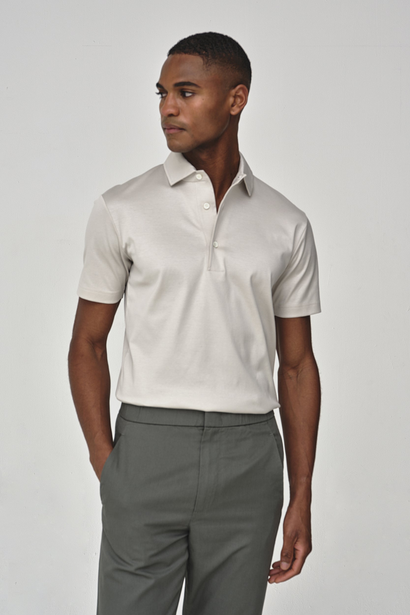 Supima Polo Col Schiller Manches Courtes | Gris perle