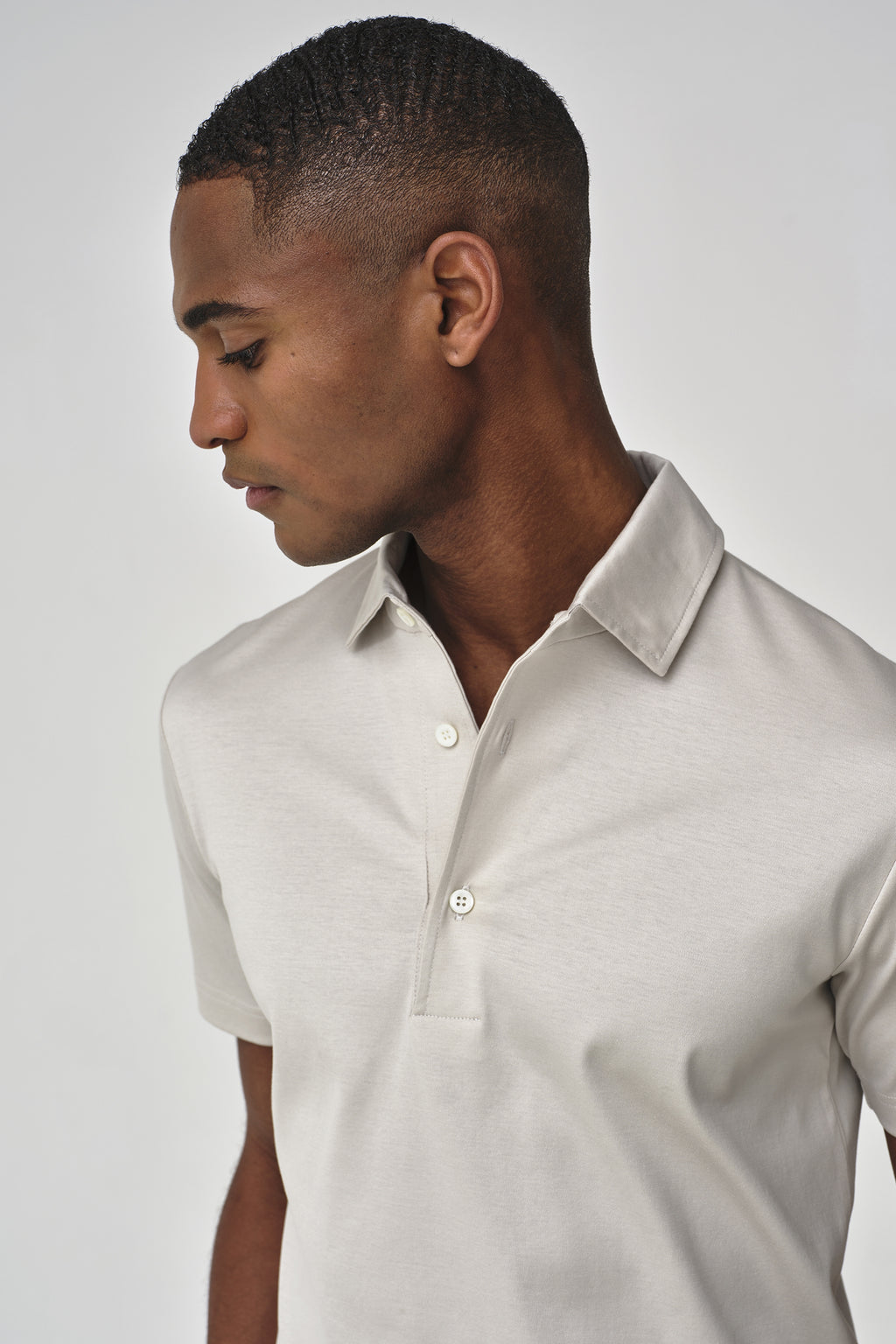 Supima Polo Schiller Collar S/S | Pearl Grey