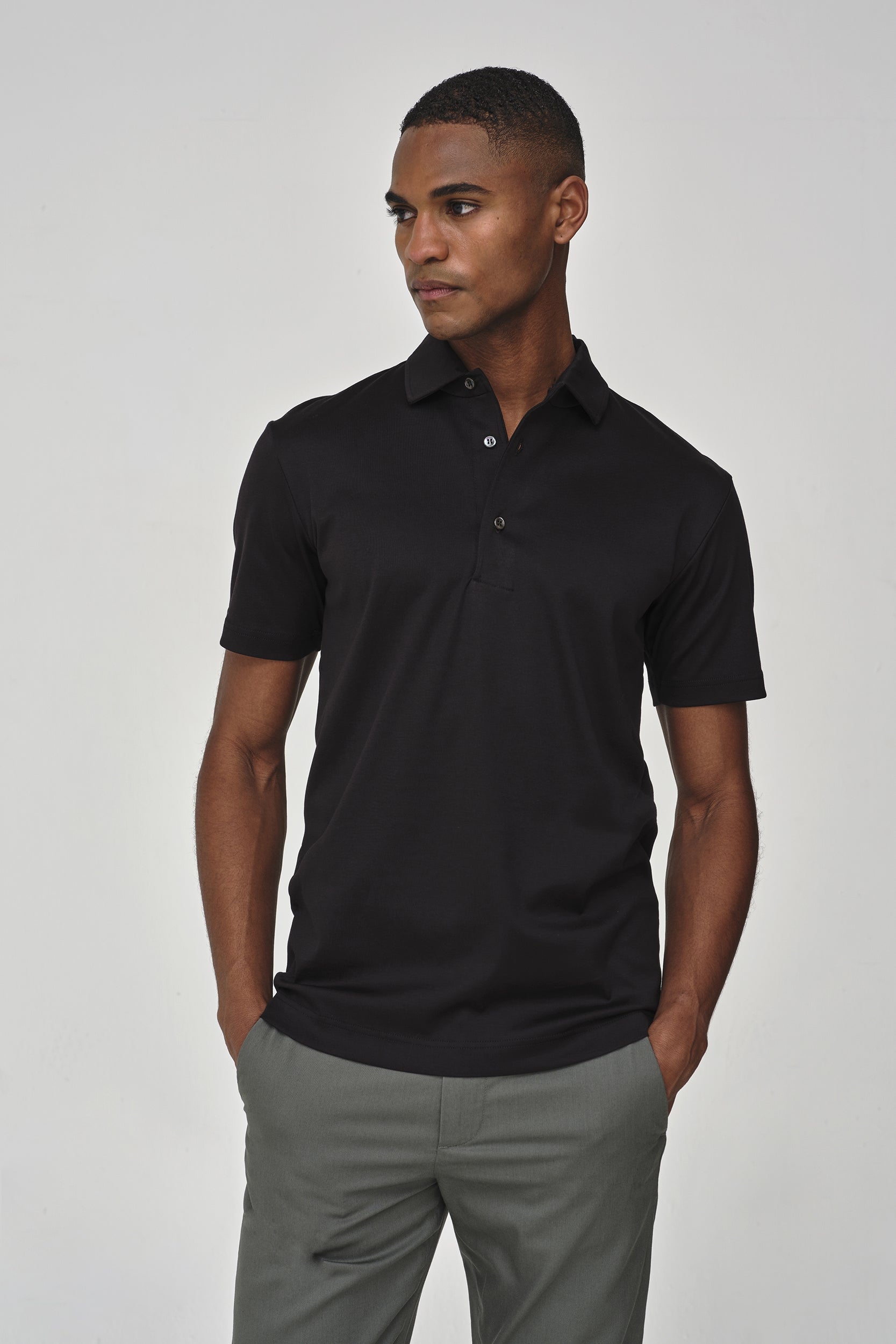 Supima Polo Schiller Collar S/S | Black
