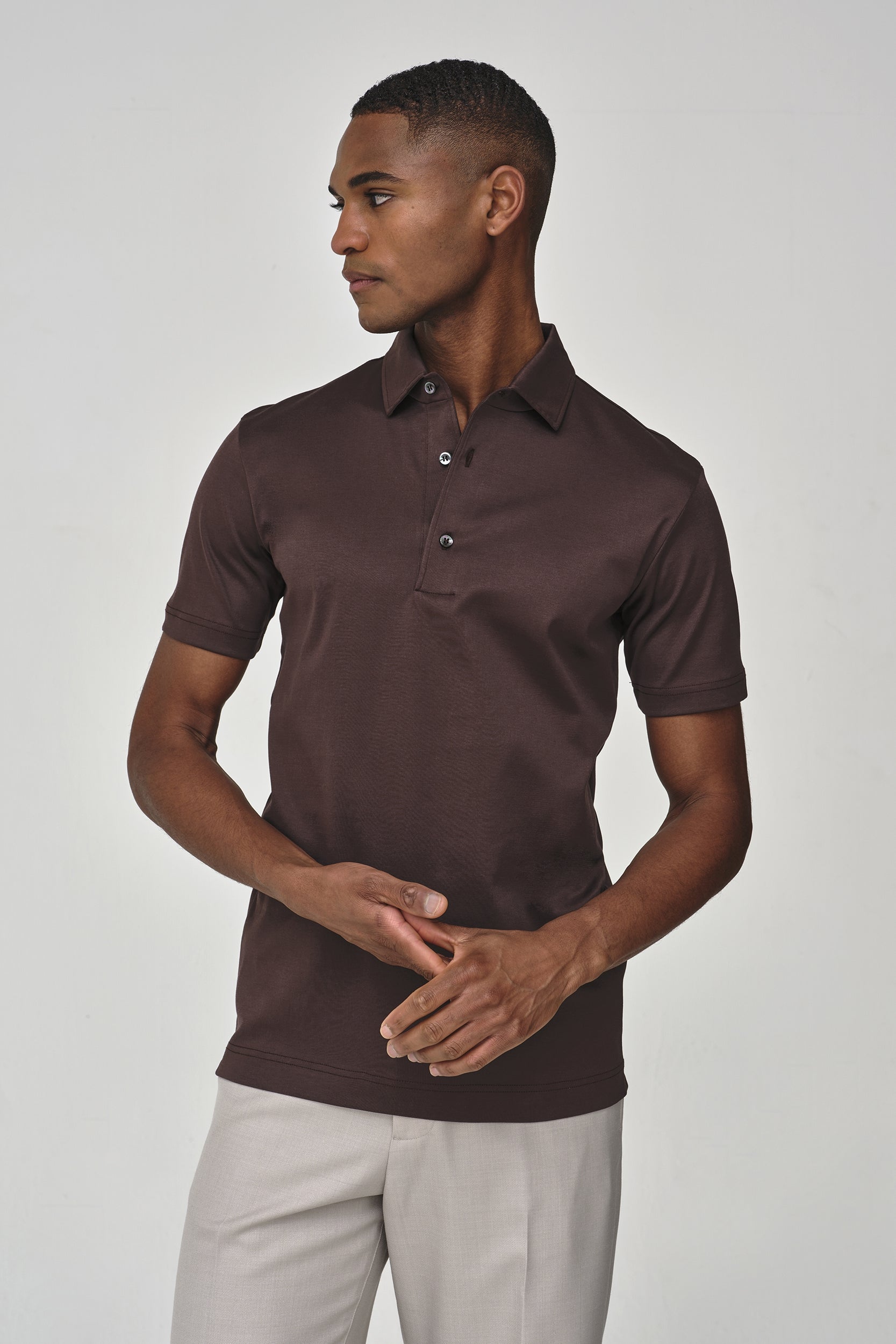 Supima Polo Schiller Collar S/S | Ebony Brown