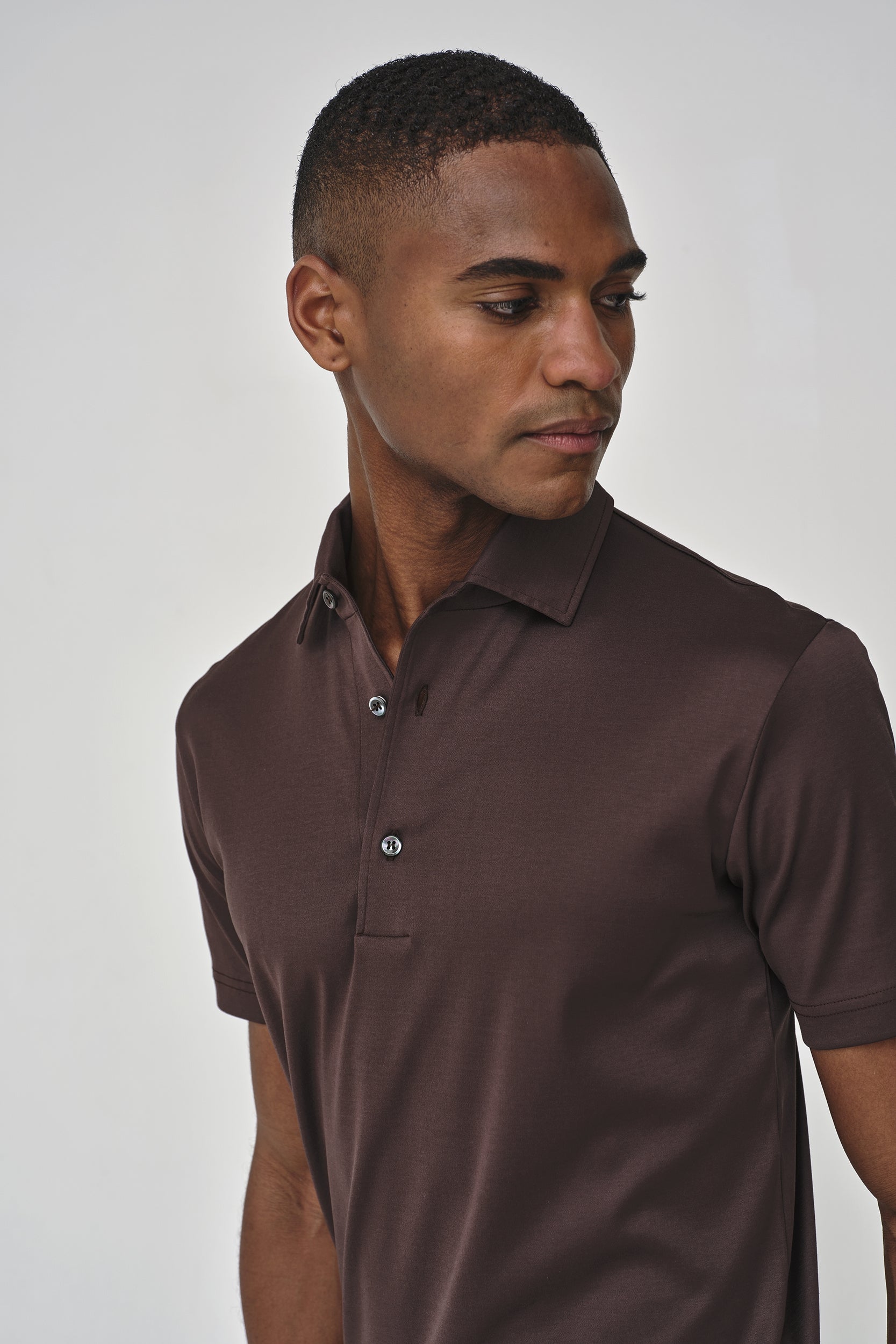Supima Polo Schiller Collar S/S | Ebony Brown