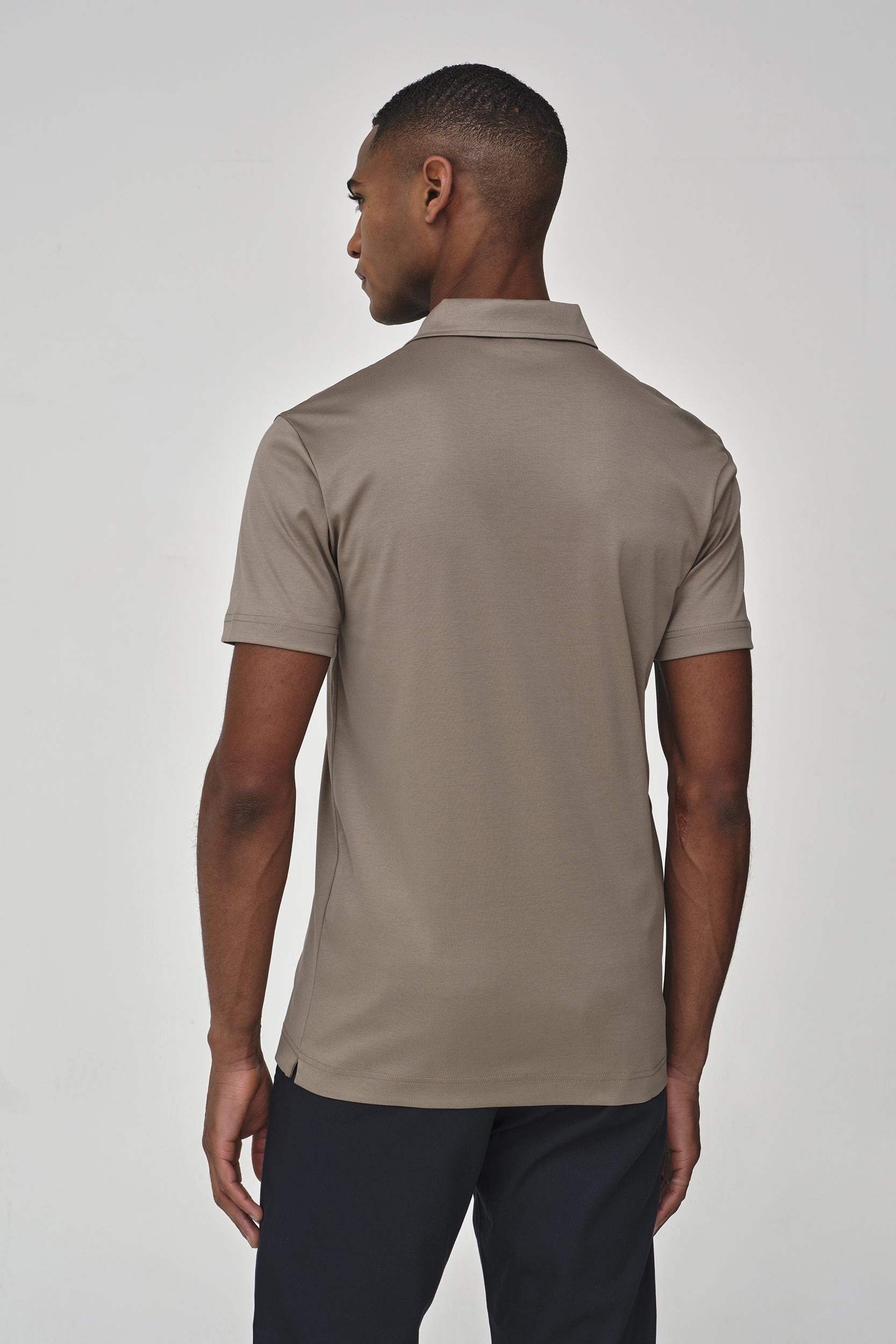 Supima Polo Schiller Collar S/S | Lead Grey